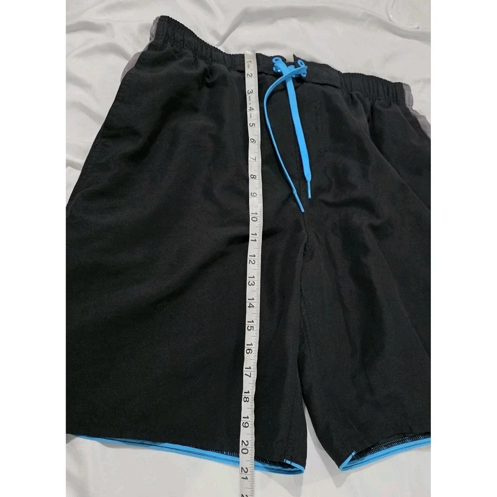 Nike Mens Swim Trunks Size Large Black Logo Embroidered Bathing Suit